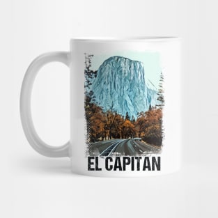 El Capitan Yosemite National Park Vintage Retro Art Style Mountain Summit Mug